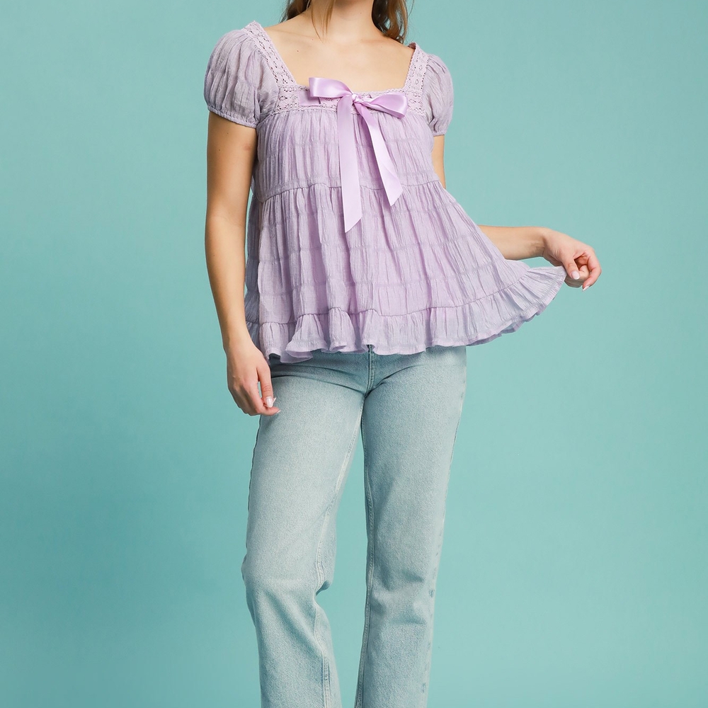 Lavender Puff Sleeve Top